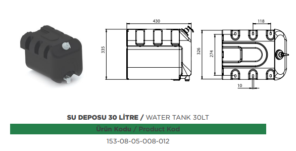 Dorse su deposu 30 lt